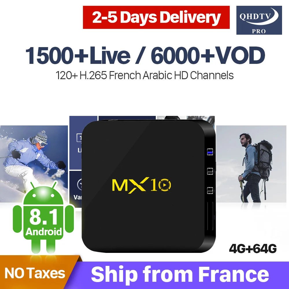 Smart IP TV France Box MX10 4G 64G IPTV Arabic RK3328 Android 8.1 IPTV Box H.265 Decoder Tunisa German UK IP TV Morocco Smart IP TV France Box MX10 4G 64G IPTV Arabic RK3328 Android 8.1 IPTV Box H.265 Decoder Tunisa German UK IP TV Morocco