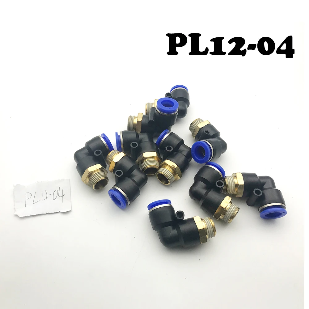 

10Pcs/lot PL12-04 12mm To 1/2 BSPT Elbow Male Air Pneumatic Quick Connect jointer Connectors Fitting 12mm to 1/2 BSPP Thread Fit