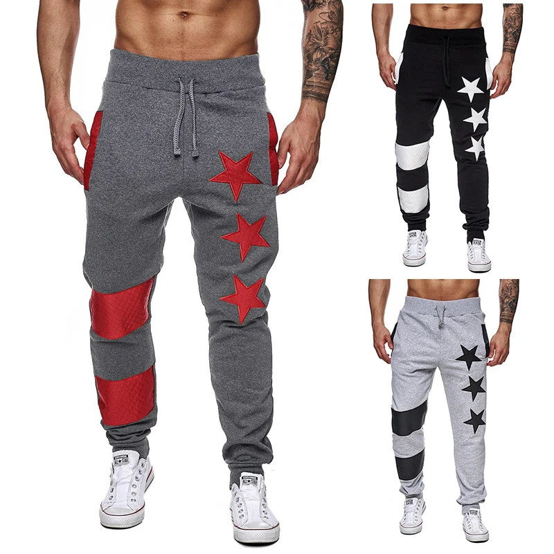 LASPERAL Men Pants Fashion Star Print Hip Hop Joggers Trousers Male Casual Striped Patchwork Streetwear Tracksuit Sweatpants