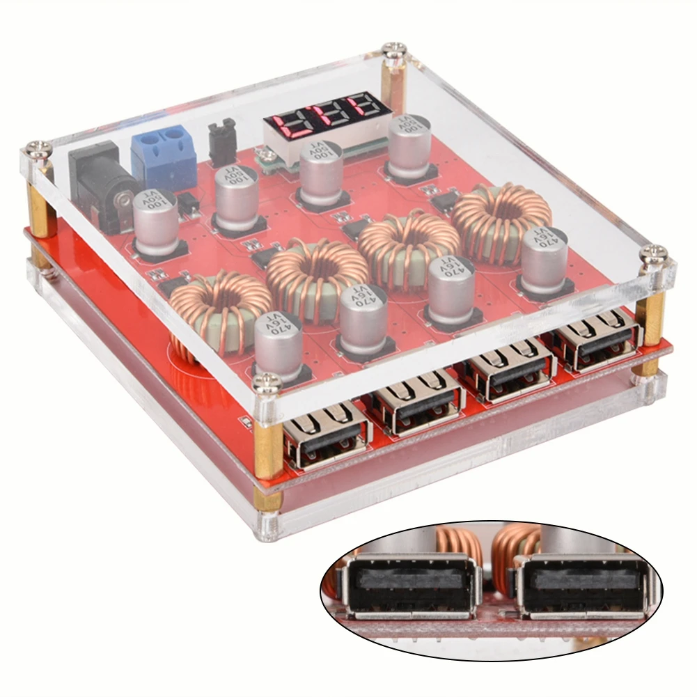 4-channel USB цифровой Дисплей Step-down Регулятор быстро зарядное питание модуль