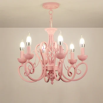 

Multiple Chandelier 6/8 heads bedroom restaurant barber iron candle girl/boy Princess Room children's pink/ blue lamps ZA zx1