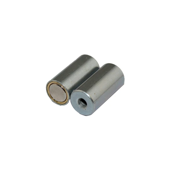 D10x20mm cylinder round zinc plated monopole magnetic holder neodymium permanent pot magnet  (1)