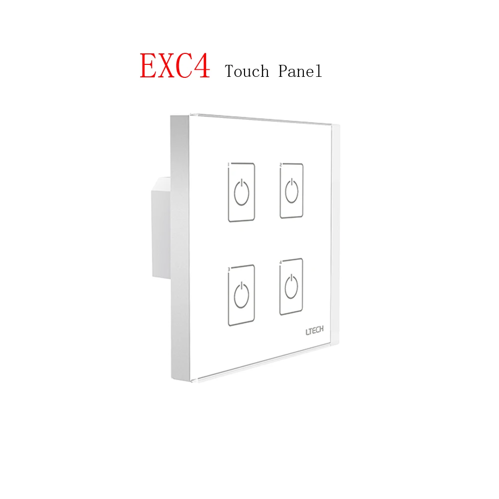 

LTECH 110V -220V AC EXC4 Wall Mount DMX 2.4GHZ RF Dimming Touch Panel 4 zone For LED Strip Light Lamp Tape