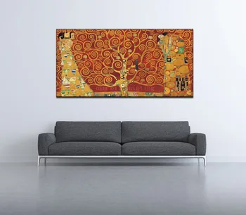 

Canvas Printing Wall Art Decor Printed Modern Abstract in Love Portrait figure Under Big Red Tree Home Decorative Painting