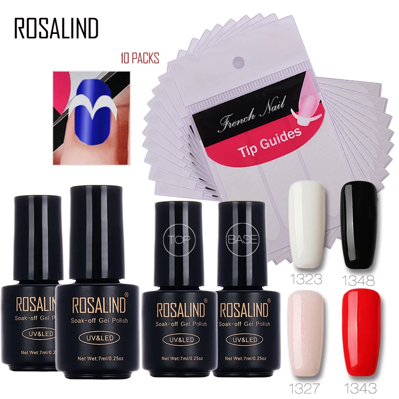 

Rosalind 7ml*6pcs Nail Gel+10PCS French Manicure Smile Nail Stickers Tools Gel Nail Polish 1Set Nail Art Beauty For Convenience