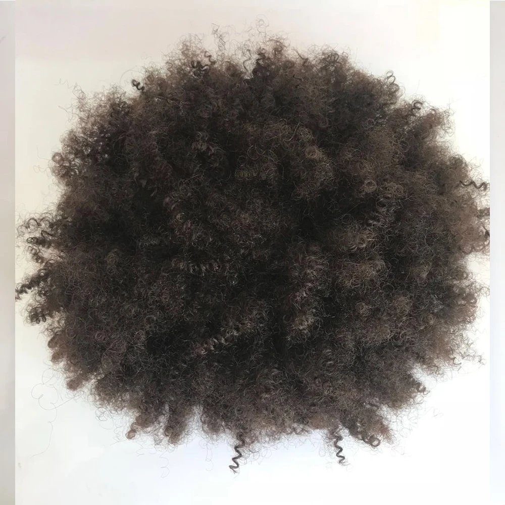 

Eversilky Brown Color Afro Curly Toupee for Black Men Curly Men's Wig Remy Hair Pieces Brazilian Human Hair Replacement