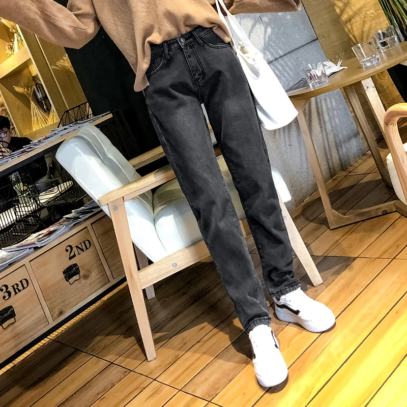 2019 Spring Harem Pants Woman Jeans Straight Gray Mom Jeans High Waist Women's Denim Pants Boyfriend Jeans For Women
