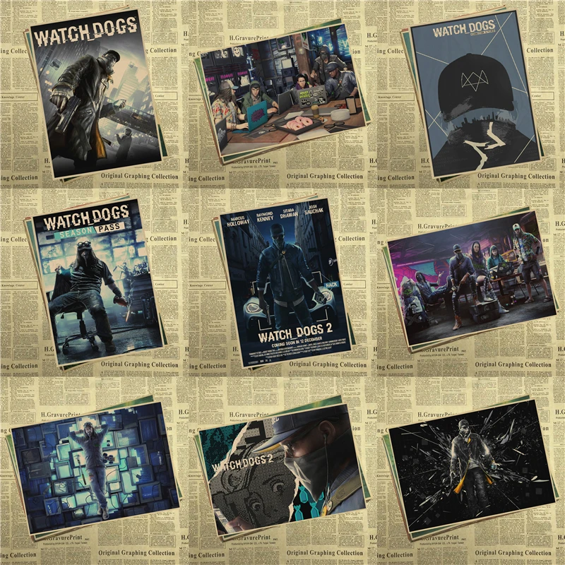 The man Store Watch Dogs 2 Game постер из крафт бумаги офисный подарок декор для столовой дома