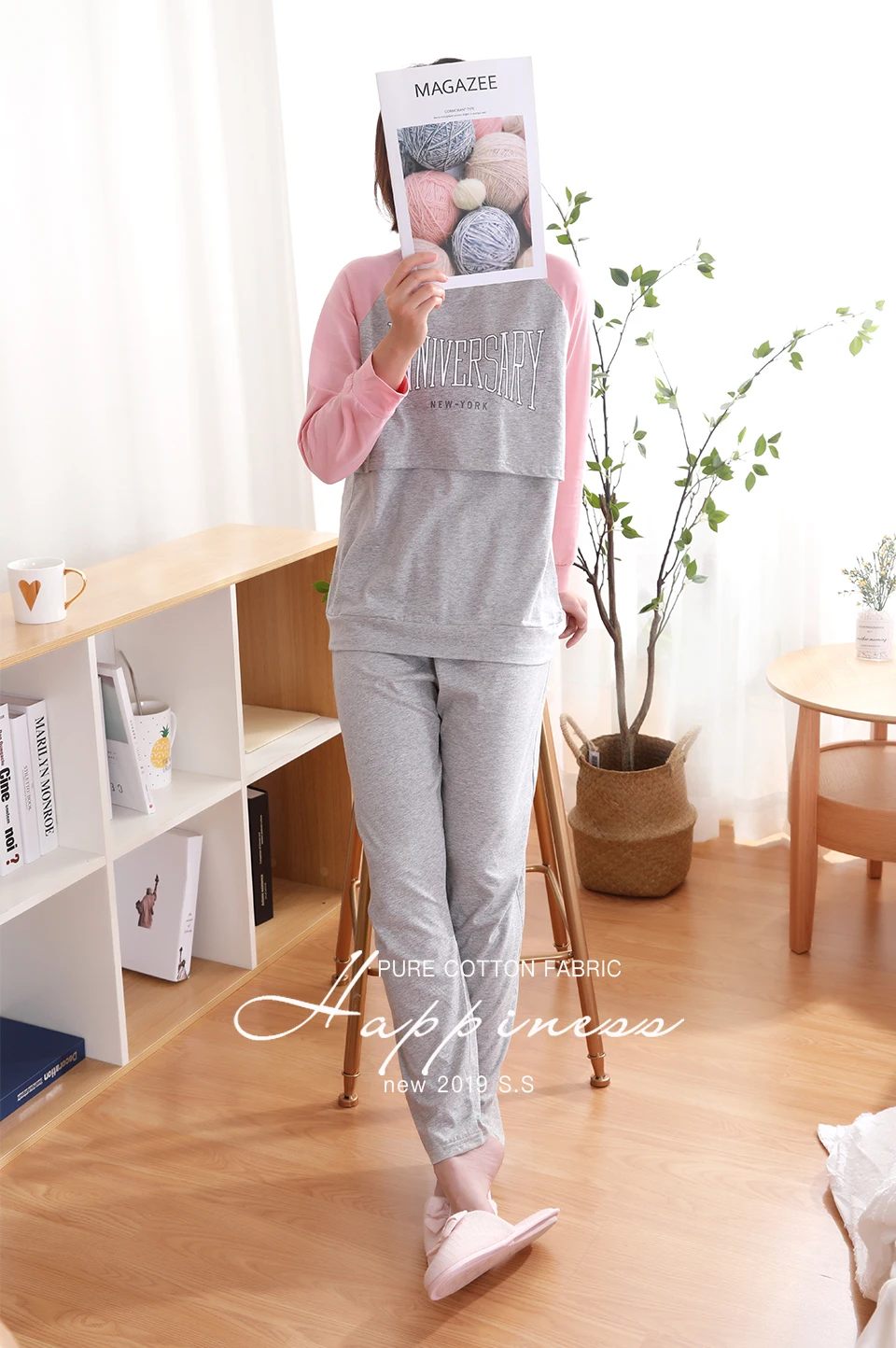 YATEMAO Long Sleeve Maternity Pyjama Nursing Clothes Maternity Pregancy Sleepwear Breastfeeding Clothing