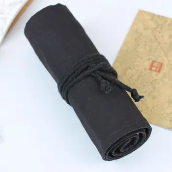 

Free shipping 36/48/72 holes Simple canvas pen curtain Pencil Case Canvas Roll Pouch Comestic Makeup Brush Pen