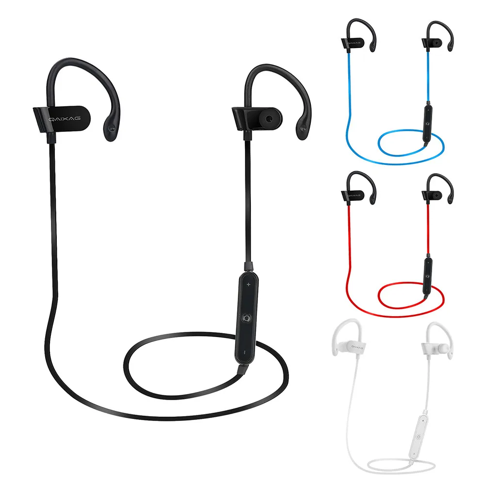 QAIXAG Беспроводные Bluetooth спортивные стерео наушники с крючком для бега микрофоном