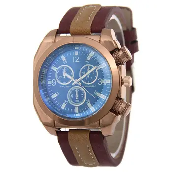 

Luxury Men's Watch Analog Sport Steel Case Quartz Dial Leather Wrist Watch Gift See original listing
