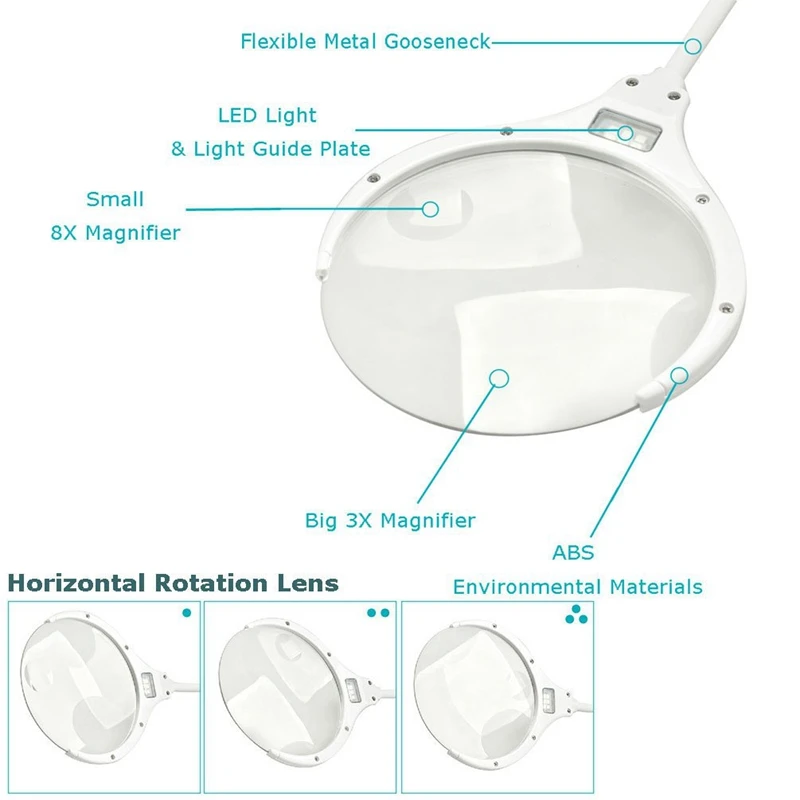 Ручная Лупа 3X 8X с подсветкой настольная Светодиодная лампа увеличительное стекло перезаряжаемая Лупа с светильник для рукоделия, хобби