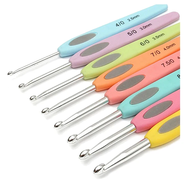 8 шт. красочные мягкие пластиковые ручки глинозема крючки для вязания спиц набор