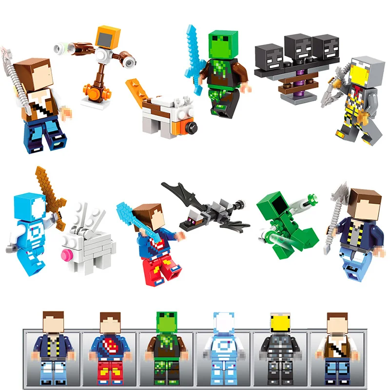 My World Bricks Skin Pack font b Model b font Figures Compatible With LegoINGLYs Minecrafted font