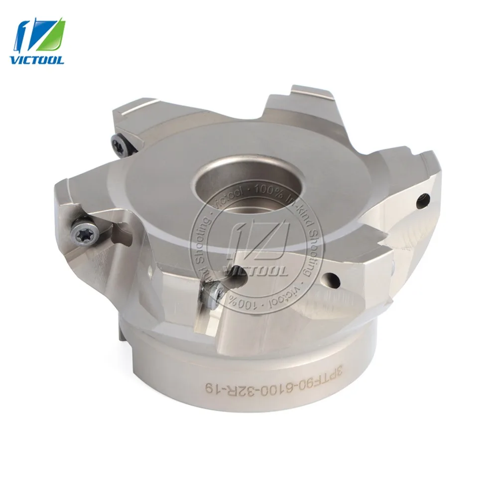 

FREE SHIPPING 3PTF90*6100*32R*19 right angle shoulder face mill cutter 6pcs 3PKT 1906 inserts are fitted on the cutter