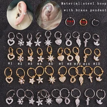 Sellsets Новинка 1 шт Золотое сердце шестиугольник Кристалл tragus daith серьги спиральный для хряща обруч перегородка ноздри пирсинг ювелирные изделия