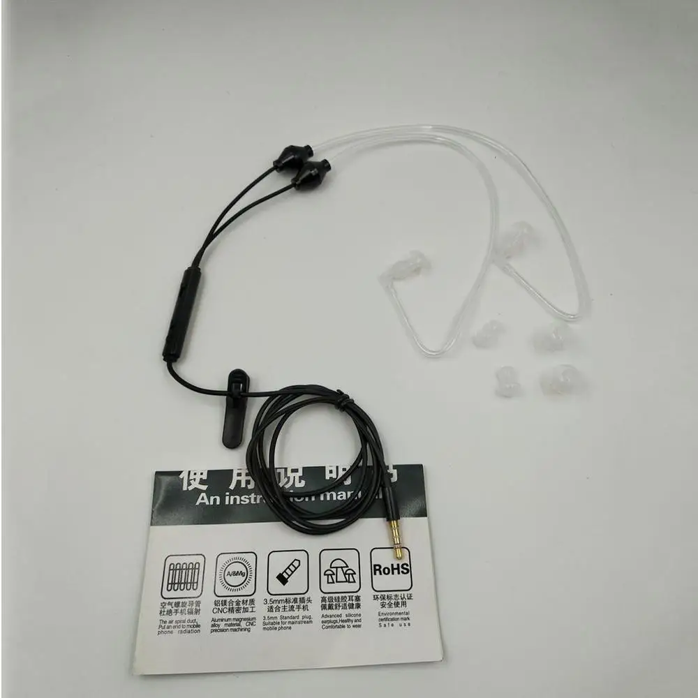 

Portable Anti-Radiation Earphone 3.5mm Air Acoustic Tube Earpiece Stereo Earphone with Microphone for Smart Mobile Phone