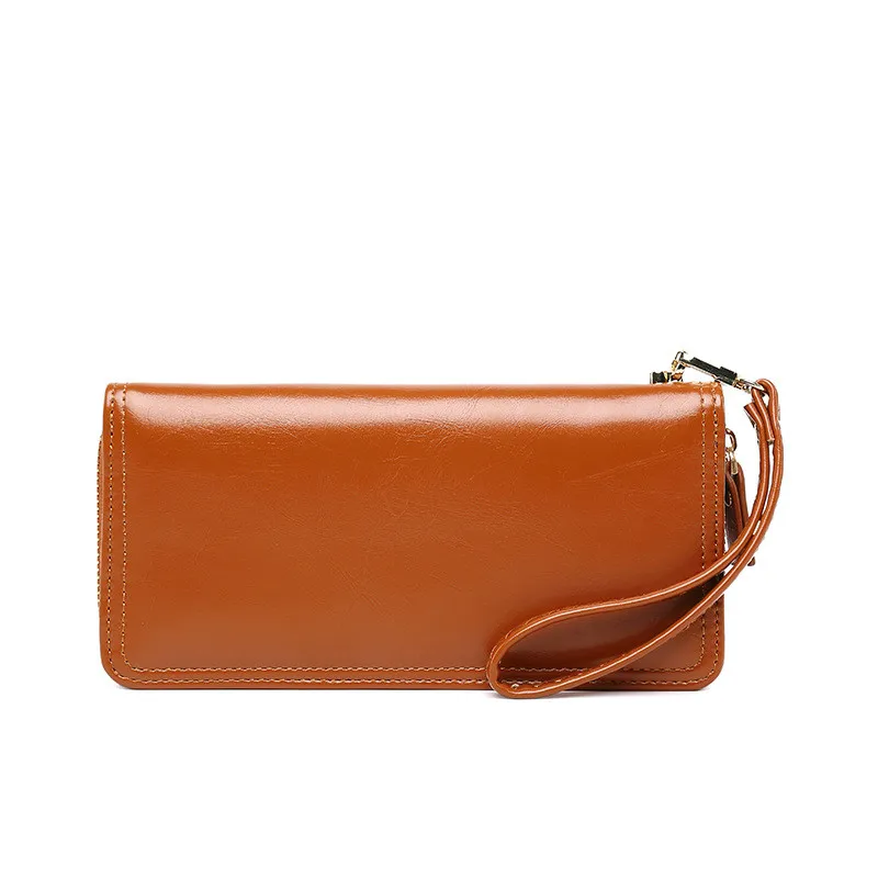 

Oil Wax Leather Purse for Female Long Wallets Women Designer Hasp Phone Pocket Ladies Clutch Purses Wallet Card Holder