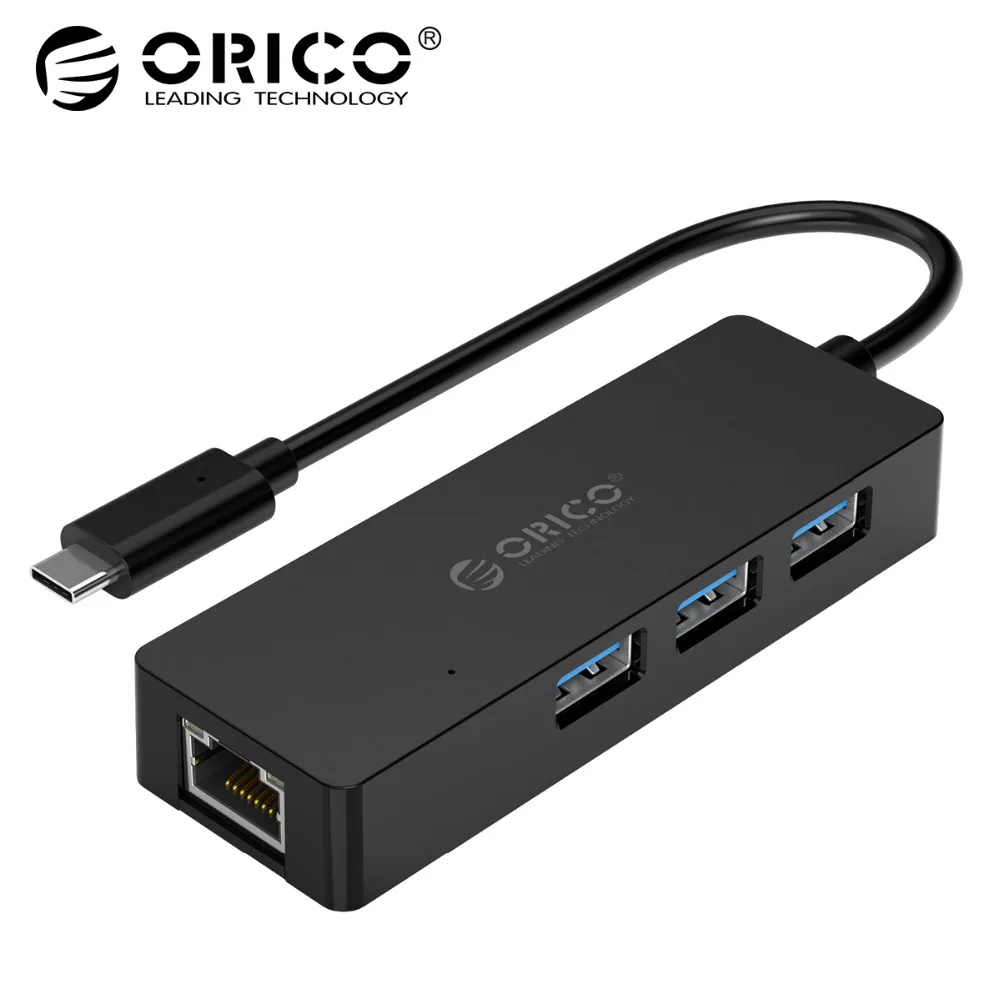 

ORICO USB 3.1 Type-C HUB To USB 3.0 RJ45 Gigabit Ethernet Adapter 4 Port USB HUB for Macbook Pro Samsung S8/S9 U Disk Type C HUB