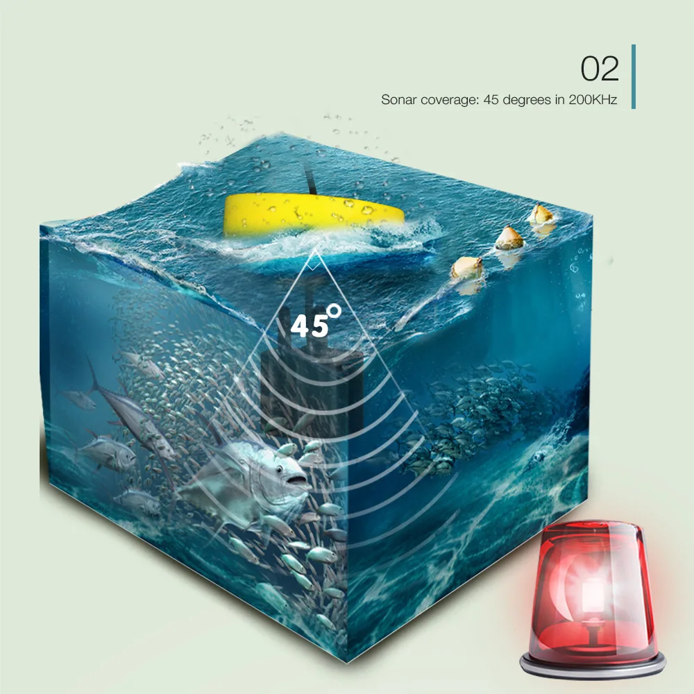 detector de alarme 40m profundidade fishfinder mar