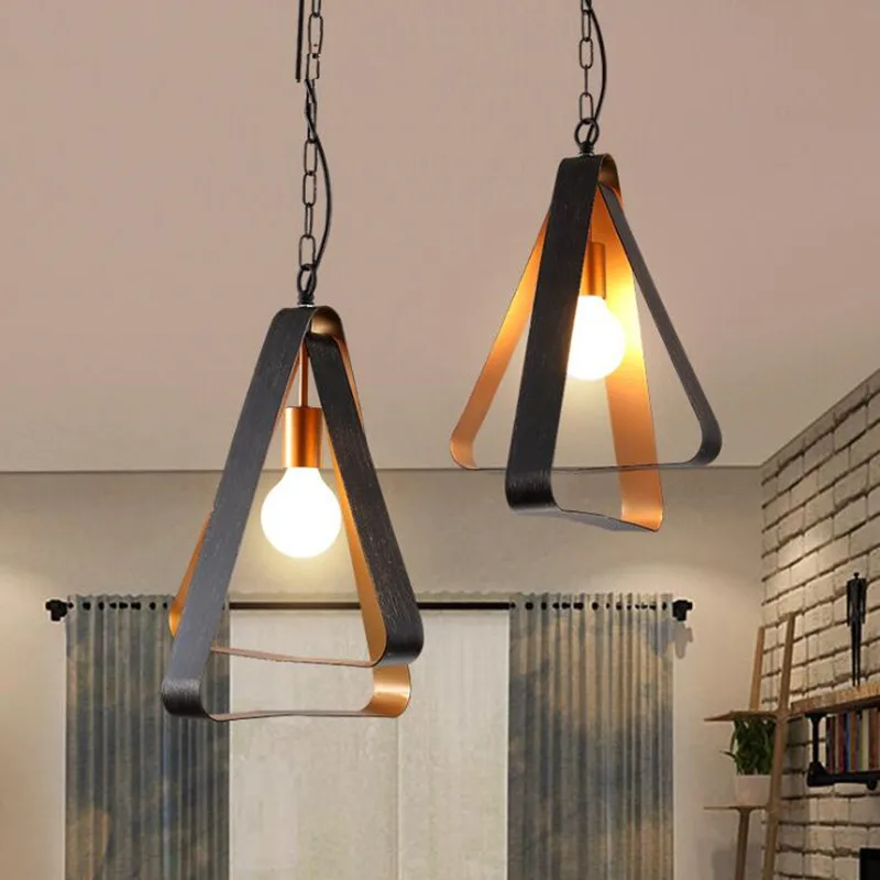 

2018 Loft Industrial Retro Restaurant Bar Chandelier Lighting American Romantic Iron Triangle Light Fixtures For Cafe Bedroom