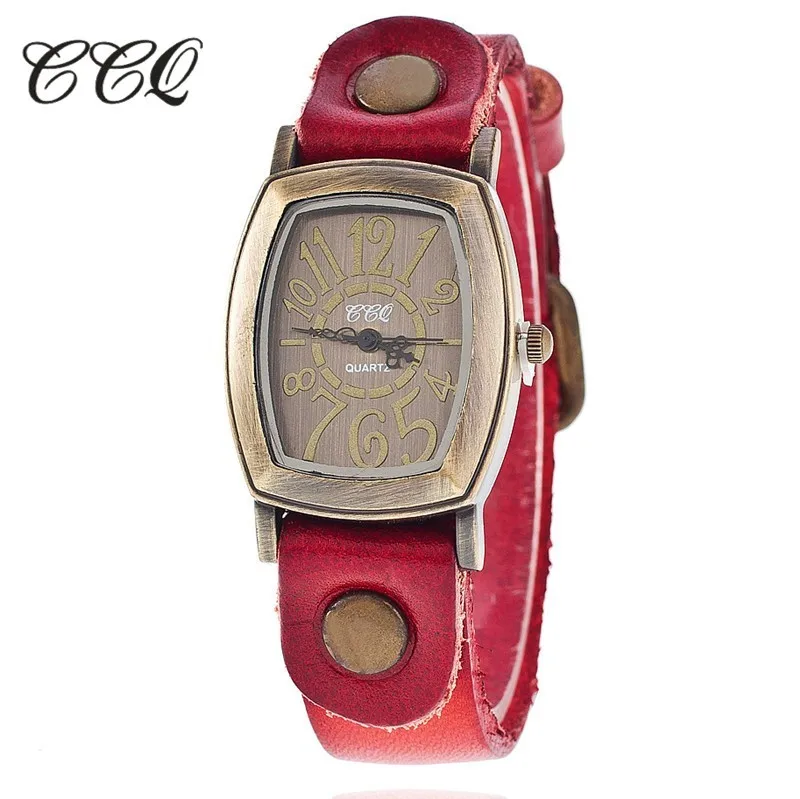 CCQ брендовые Модные Винтажные часы-браслет из коровьей кожи, повседневные женские наручные часы, Роскошные Кварцевые часы Relogio Feminino, подарок 1905