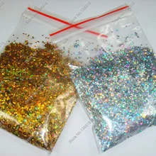 50 г x 1/2"(1 мм) Блестки для ногтей Золото и серебро Ослепительная шестиугольная палитра блесток форма для дизайна ногтей и блестки для ногтей