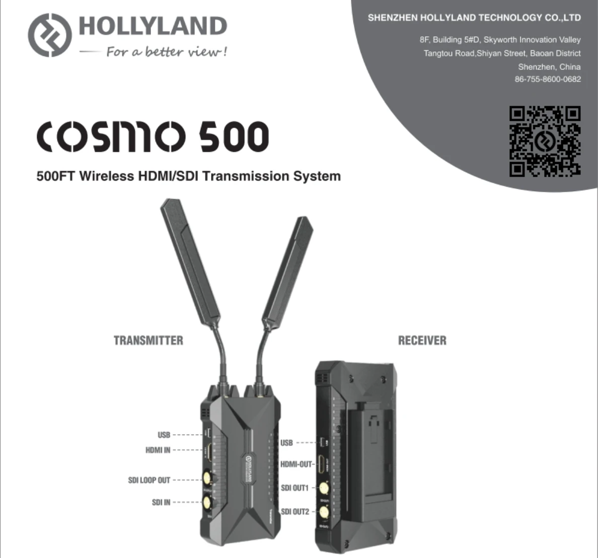 Hollyland Cosmo 500 Беспроводная система передачи 500ft HD 1080P Профессиональное видео изображение беспроводной передатчик двойной HDMI/SDI