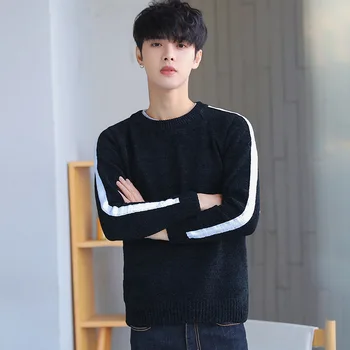 

men's round collar, pure color sweater, sweater