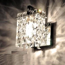 Современный хрустальный настенный светильник E14, квадратные настенные бра, светодиодный абажур для спальни, гостиной, светильник для лестницы, светильник s