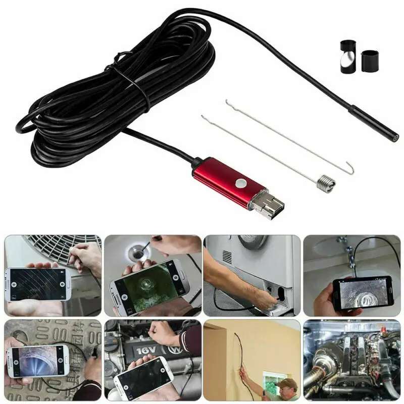 USB Водонепроницаемый эндоскоп бороскоп змея Инспекционная камера 6LED для телефона Красный IP67