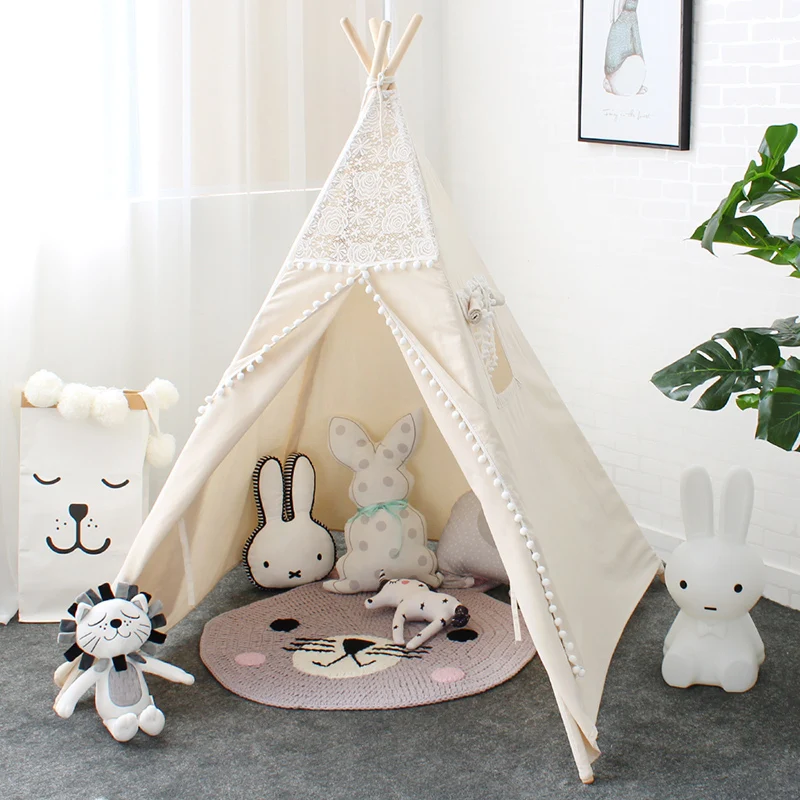 LM1318 Lace Tipi Tent For Kids Indian Cotton Teepees For Children Playhouse Foldable Play Tent For Baby Reading Corner For Girls цена LM1318 Lace Tipi Tent For Kids Indian Cotton Teepees For Children Playhouse Foldable Play Tent For Baby Reading Corner For Girls цены онлайн