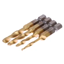4pcs/set HSS Set of Screw Thread Cutting Taps and Dies Set for Threading Titanium Electroplating M3 M4 M5 M6 Tapping Machine