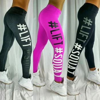 

Hot Sale High Waist Sporting Leggings Elastic Skinny Long Pants Fashion 3D Letter Printed Slim Jeggings Fitness Women Leggings