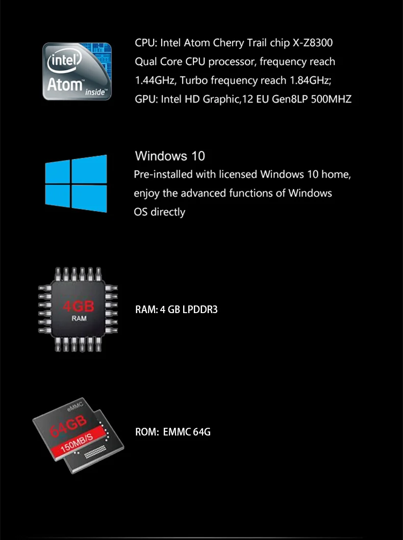 Intel Z8300 ТВ-палка мини ПК 4G 64G windows 10 ТВ-Палка Поддержка KODI XBMC WiFi Bluetooth 4,0 Четырехъядерный 1080P