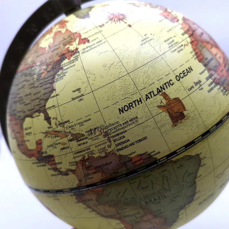 Vintage Pedestal English edition globe world map decoration earth globe with Wooden base Geography terrestrial globe tellurion