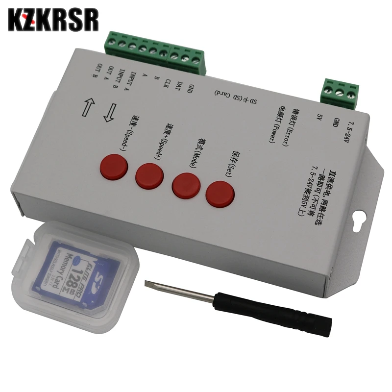 

DC5V 12V 24V RGB Full Color Control 2048 Pixel DMX 512 SD Card T1000S Controller For WS2801 WS2811 WS2812B LPD6803 LED Strip