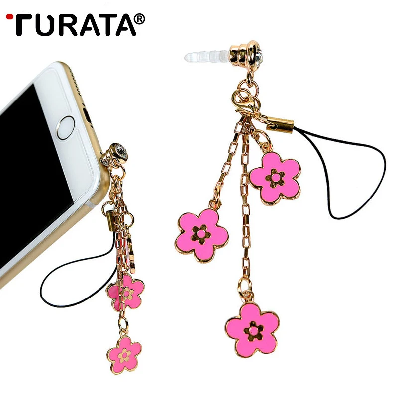 

TURATA Universal Three Flower Pendants Phone Dust Plug Dustproof Plugs Caps Cell Phone Accessories 3.5 mm Earphone Dust Plug