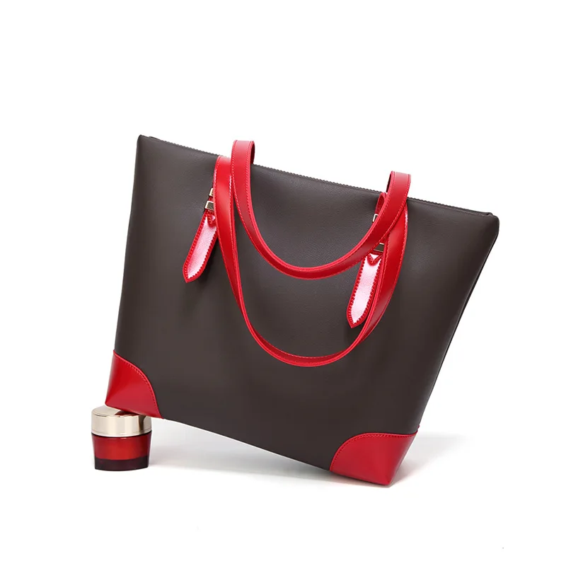 2019 جديد إمرأة حقائب خياطة اللون حقيبة كتف عالية قدرة Crossbody حقائب للنساء كبيرة أعلى-حقائب بيد