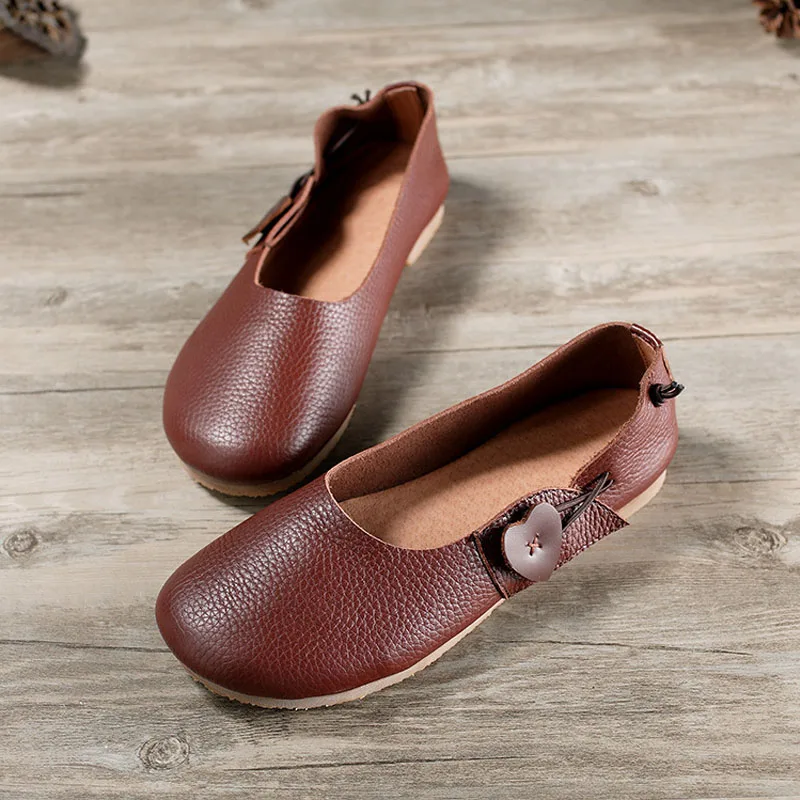 

Women Shoes Flats Genuine Leather Round Toe Slip on Ballet Flats Moccasins Ladies Spring/Autumn Female Footwear(8820)