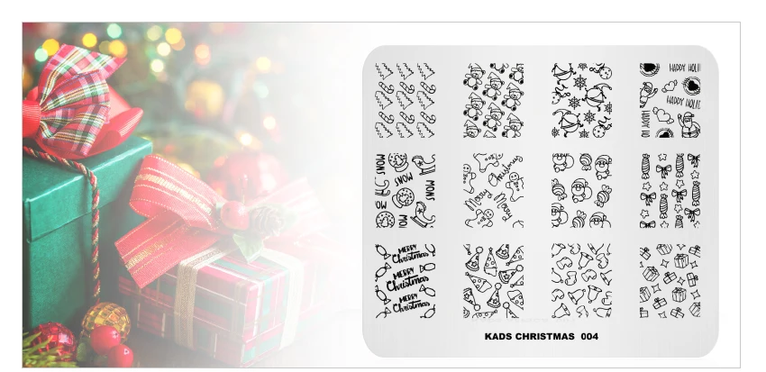 KADS ногтей штамповки пластины Рождественская серия из нержавеющей стали изображения ногтей пластины дизайн ногтей штамп шаблон трафареты печать для ногтей