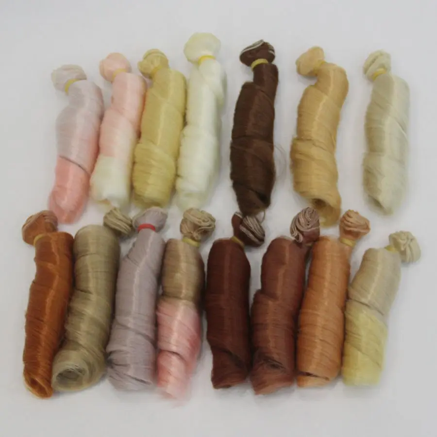 

Free Shipping Wholesales Extension Hair 15*100cm Natural Color Curly Wigs for BJD SD Russian Handmade Clothing Doll Wigs
