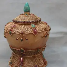 Природный Кристалл Ручная Резьба Рубин берилл Gem Jar Танк Глиняный Горшок Ваза 8.02