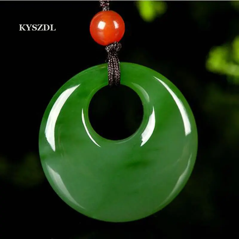 

KYSZDL 100% natural Xinjiang Hetian yu stone pingan buckle pendant fashion Unisex jewelry stone pendant necklace free gift box