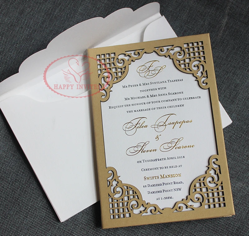 HI3038 - 02 Personalized Hardcover Wedding Card With Nice Laser Cut Design