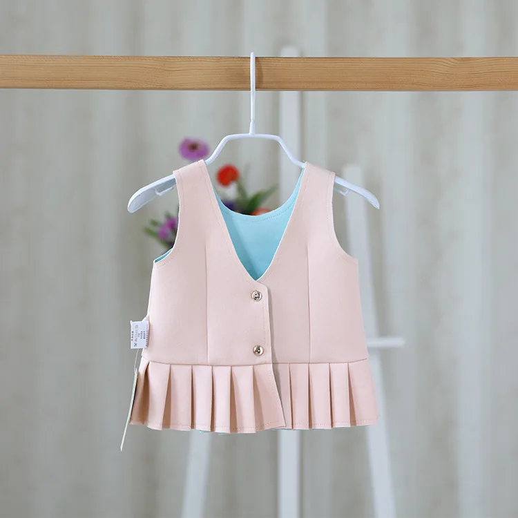 2016 New baby girls ruched vests children autumn outerwear toddler girl