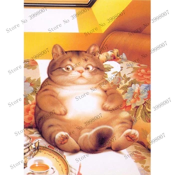 

HongChuan 5D DIY square full diamond fat cat animal cross stitch rhinestone embroidery diamond painting mosaic home gift