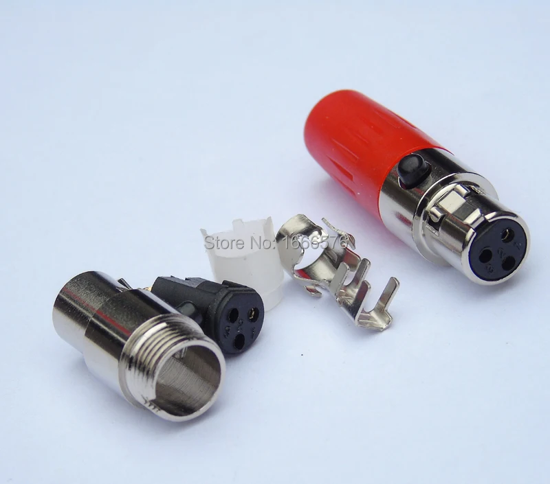 

wholesale red high qualtiy TA3MLX 3-pin mini-XLR connector with large boot