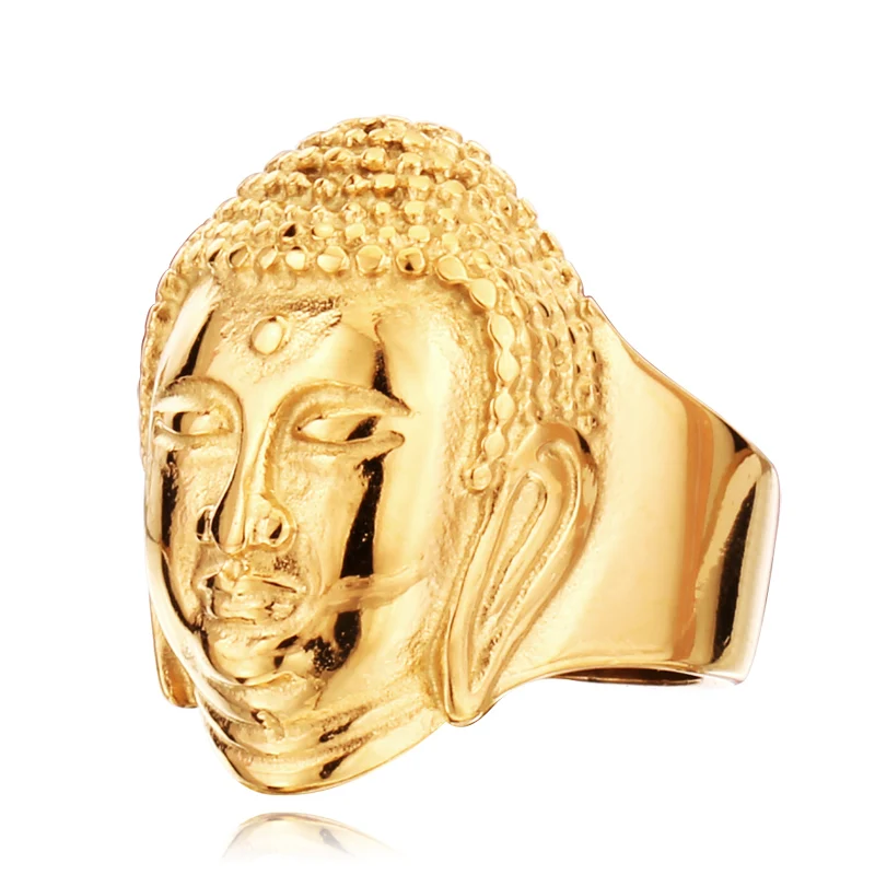 

Men Ring Titanium Steel Buddhism Shakyamuni Buddha's head High Quality Doesn't Fade Rings For Men Religious Male Jewelry BR8-076